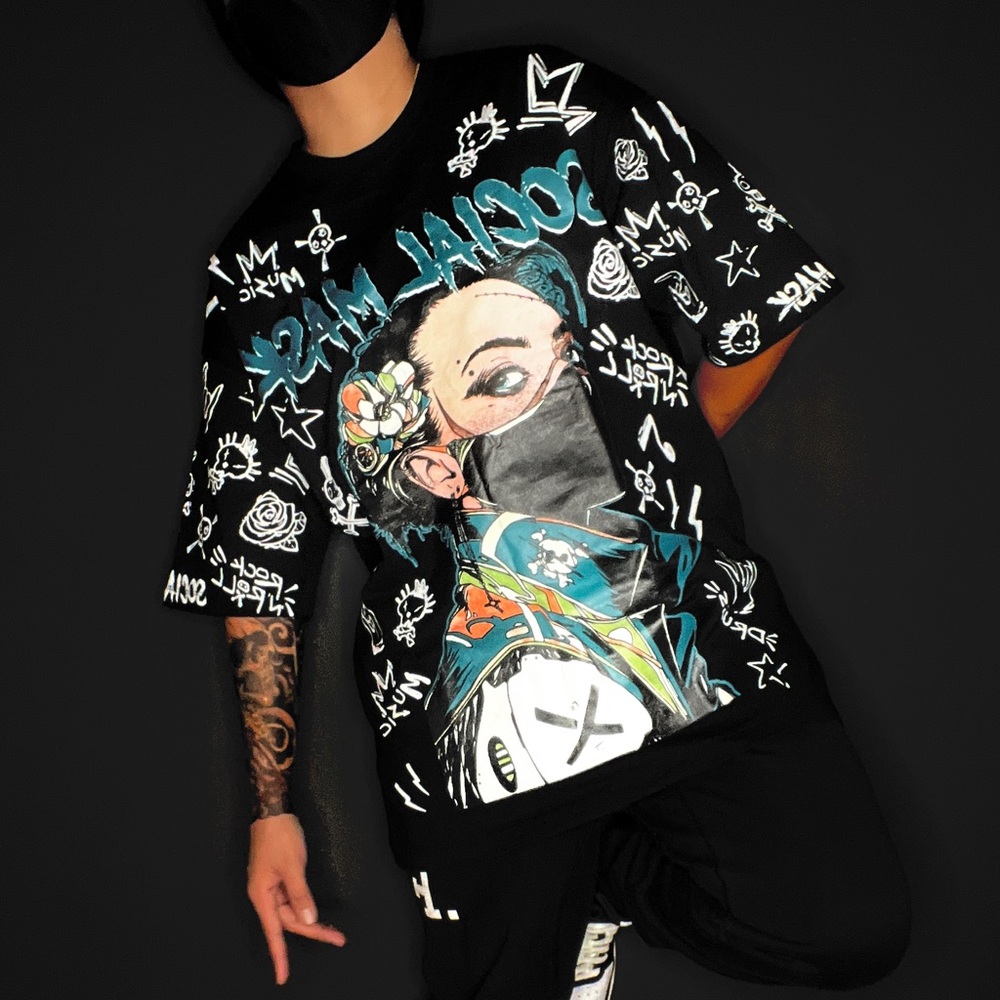 Social Mask Oversized Shirt - Thick Quality 240 GSM